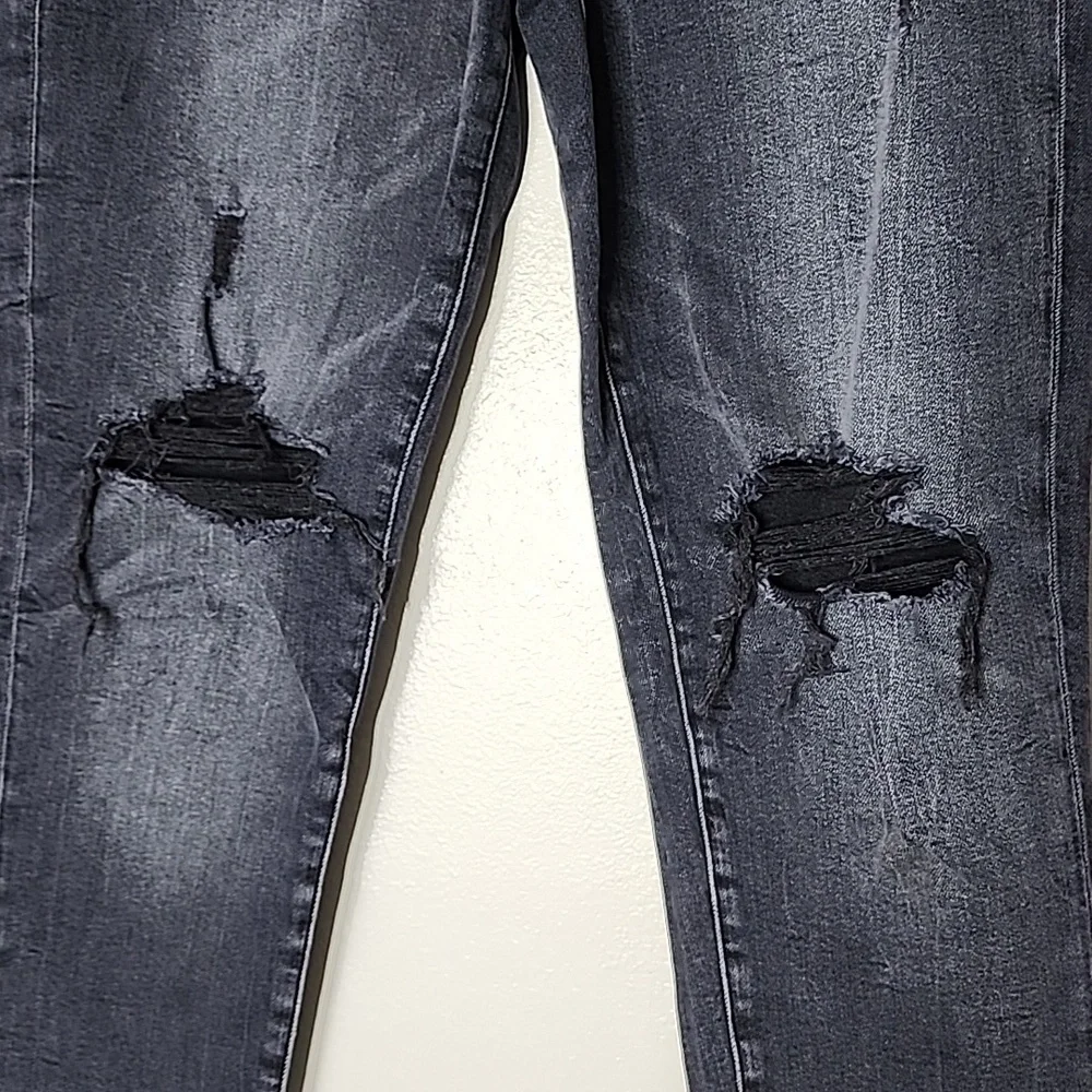 AEO Off Black Jeans Super Stretch Highest Rise Jegging Distressed XLong